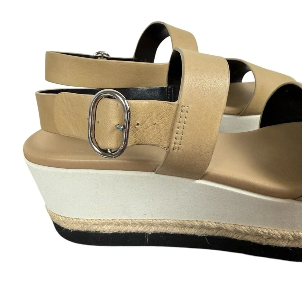 Via Spiga Tan Leather Espadrille Platform Wedge Sandals Slingback Women 8.5